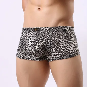 

New Men Black U convex pouch Low Waist Shaper Boxer Shorts Mens sexy leopard Comfortable Breathable Underwear B201