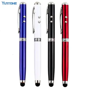 

Compatible 4 in 1 LED Laser Pointer Torch Touch Screen Stylus Ball point Pen for iPhone for Ipod for Samsung 4 Colors Optional