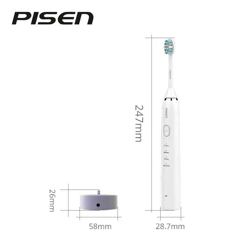 PISEN электрическая зубная щетка Водонепроницаемая щетка Зубная щетка 360 graden smart tandenborstel USB перезаряжаемая зубная щетка