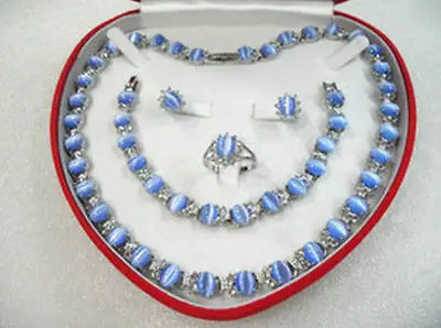 

Hot sale women's jewelry sky blue opal Earring Bracelet Necklace Ring
