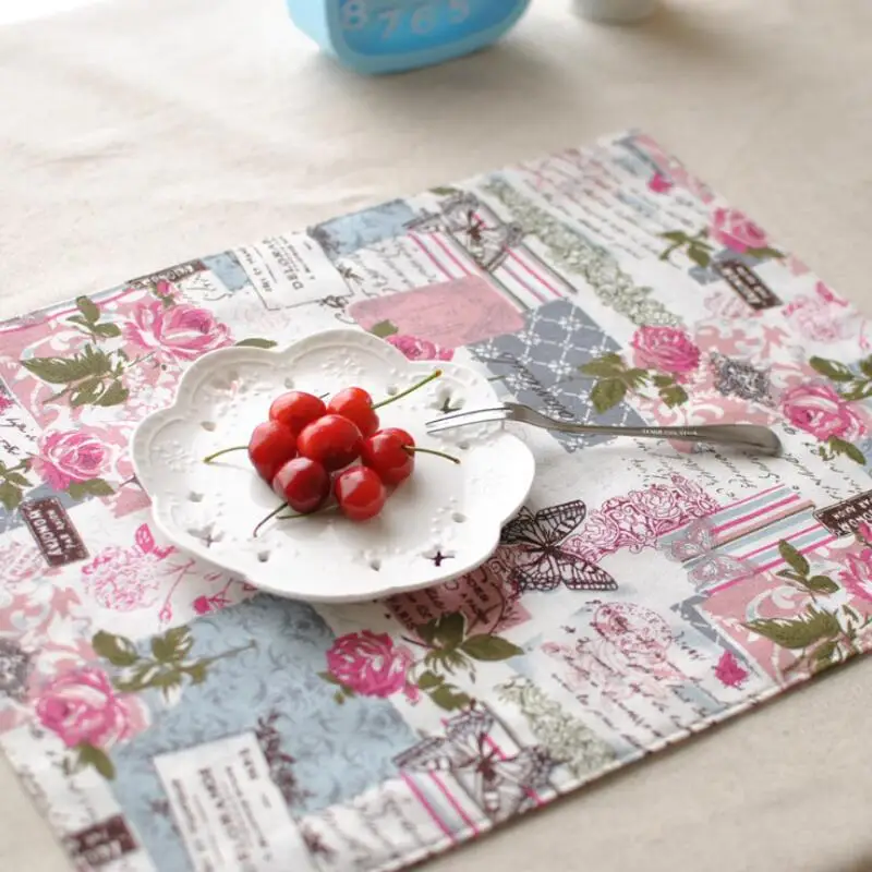 4pcs Upscale Japanese style flower cloth placemat table mat Western pad