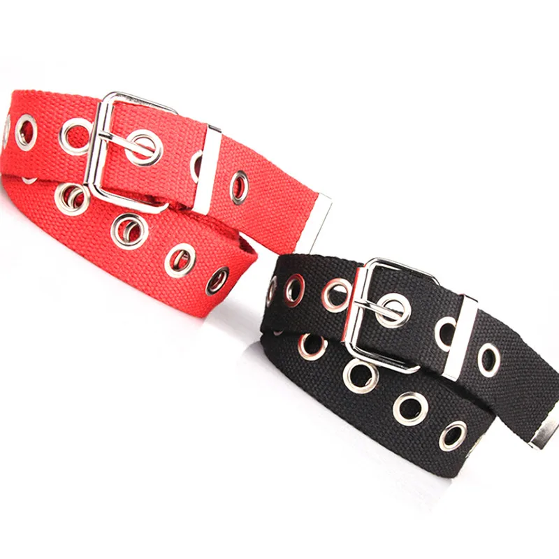 1PC Belt Female Casual Ring Metal Belt Long Personality Design Students Jean Canvas Waist Belts Tide Silver Pin Buckle Men Lady