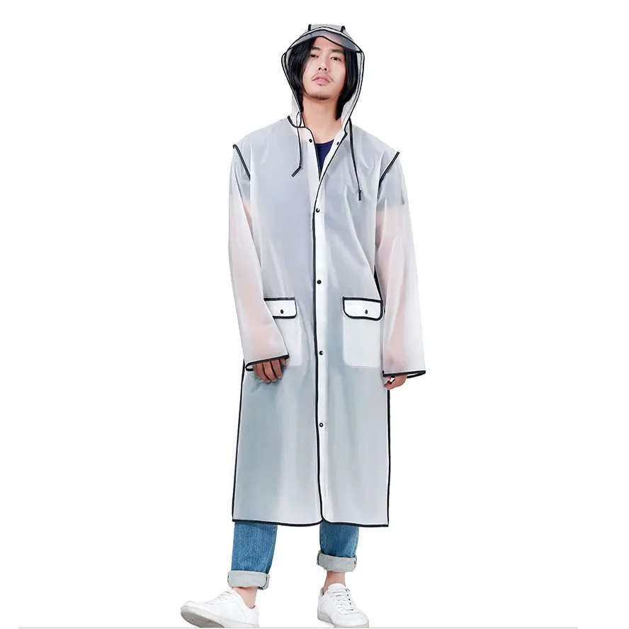 Ladies Women men Plastic Thick backpack Raincoat Rainwear Long Poncho Waterproof Hiking Tour Hooded Schoolbag Rain Jacket