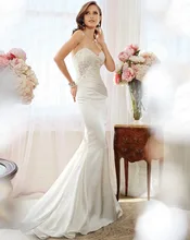 Free Shipping 2015 New Images Fishtail Sweetheart Lace Up Back Sweep Train Italian Style Wedding Gown With Appliques Y11558