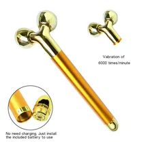 24 К золото вибратор Красота крючок для похудения подтяжка кожи ужесточения морщин инструмент вибрации Электрический роликовый массаж лица для Для женщин