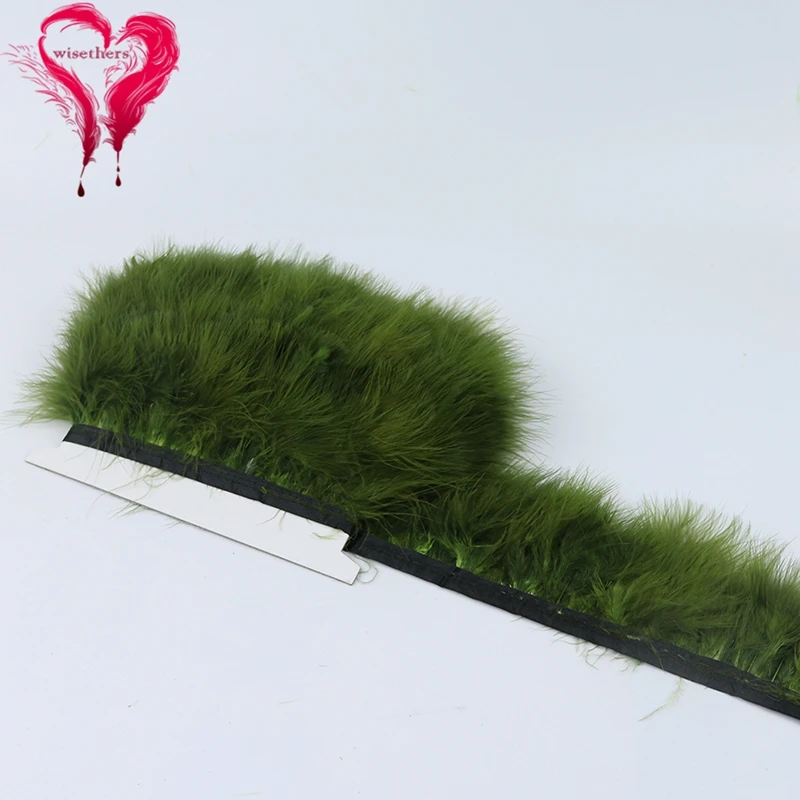 Fancy Soft Colorful Feather Ribbon 12 11 olive-green marabou trimming 5