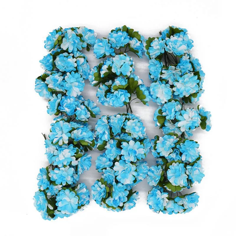 144 шт 3 см бумажные розы Искусственные цветы Свадебные украшения мини букет ручной работы маленькие вечерние цветы для скрапбукинга Сделай Сам Азалия - Цвет: blue