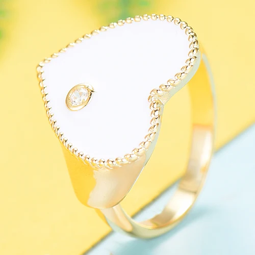 GODKI модное кольцо в форме сердца, роскошное цветочное колесо, CZ кубический циркон, CZ Кольцо для женщин, Свадебные обручальные кольца в Дубае - Main Stone Color: White
