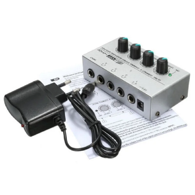 Ultra-compact 4 Channels Mini Audio Stereo Headphone Amplifier + Power Adapter