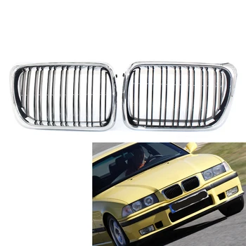

Left Right Side Chrome Frame Gloss Black Dual Slat Car Front Grille for BMW E36 3 Series M3 97-99 Grill 51138195151, 51138195152