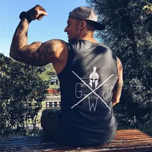 Мужской бодибилдинг Спортивный Бюстгальтер Спорт Бег Фитнес Без Рукавов пробежка Мода хлопок Печать Слинг жилет мужская летняя одежда