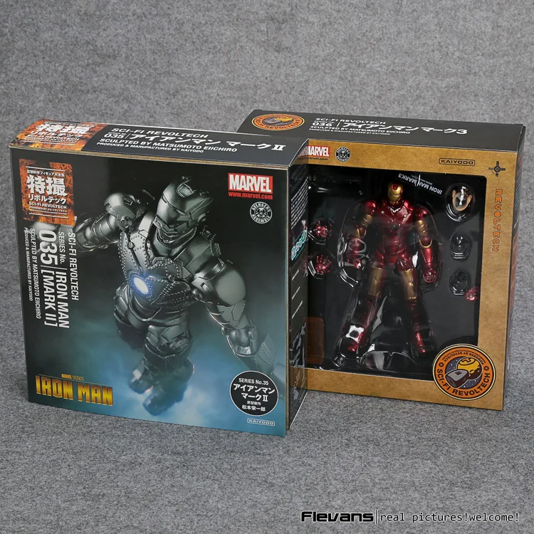 SCI-FI Revoltech Series NO.036 Iron Man Mark III MK3 NO.035 Mark 2 Mark II PVC Action Figure Collectible Model Toy SCI-FI Revoltech Series NO.036 Iron Man Mark III MK3 NO.035 Mark 2 Mark II PVC Action Figure Collectible Model Toy
