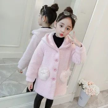 

JMFFY Winter Girls Wool Coat Children Coat For Girl Kids Casual Jacket For Girls 2019 Clothes Outwear Toddler Cute Costume 4-15T