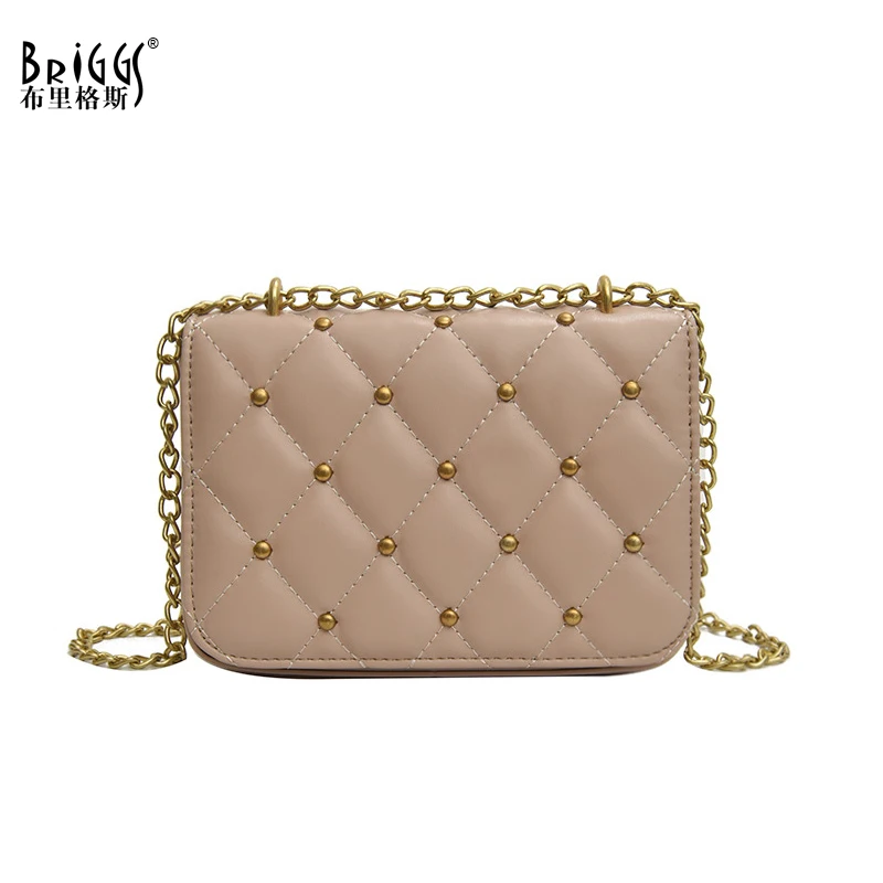 

BRIGGS Fashion Small Women Messenger Bag with Chain Quality Leather Female Shoulder Bags Casual Flap Bag Ladies Crossbody Bag