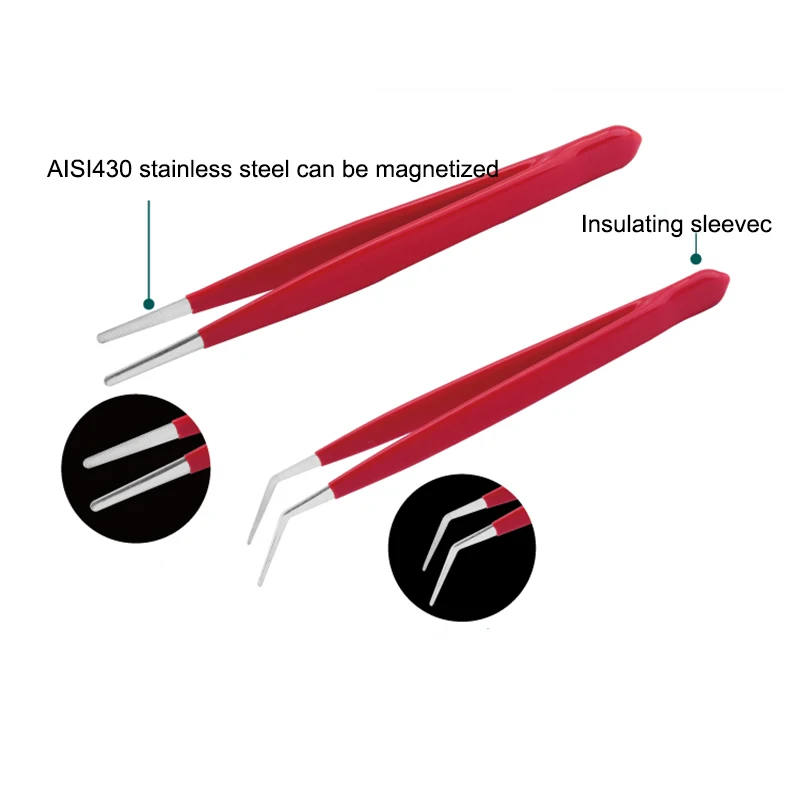 Pro'skit 908-T301 Изолированная нержавеющая сталь пинцет с острыми концами/локоть для DIY ручные инструменты для материнской платы микросхемы пайки