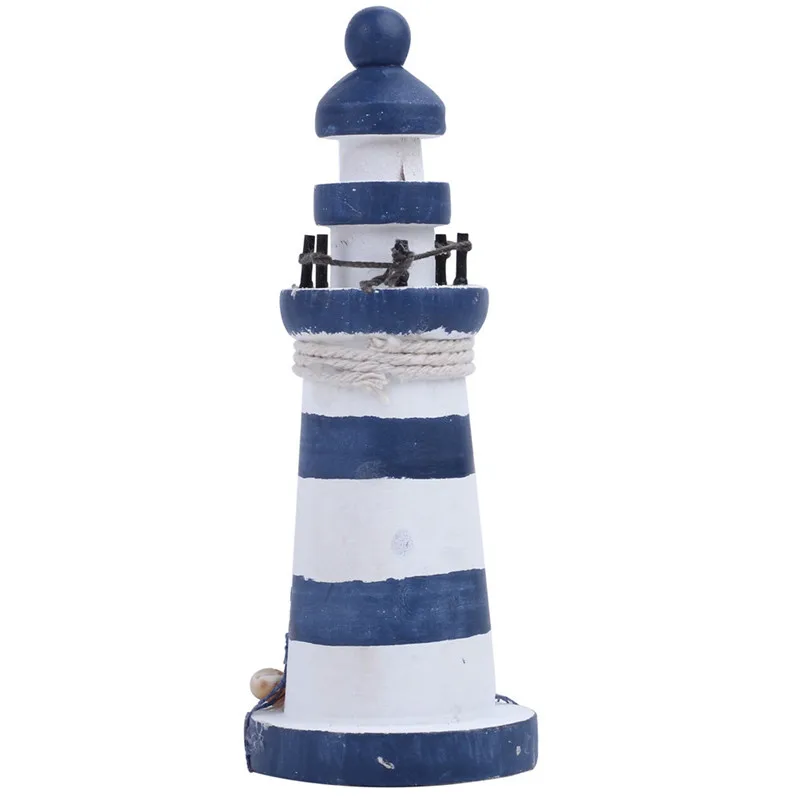 Starfish Shells Red Lifebouy Nautical Decor Wooden Lighthouse Light Tower Handmade Home Office Shelf Desk Furnishing Article