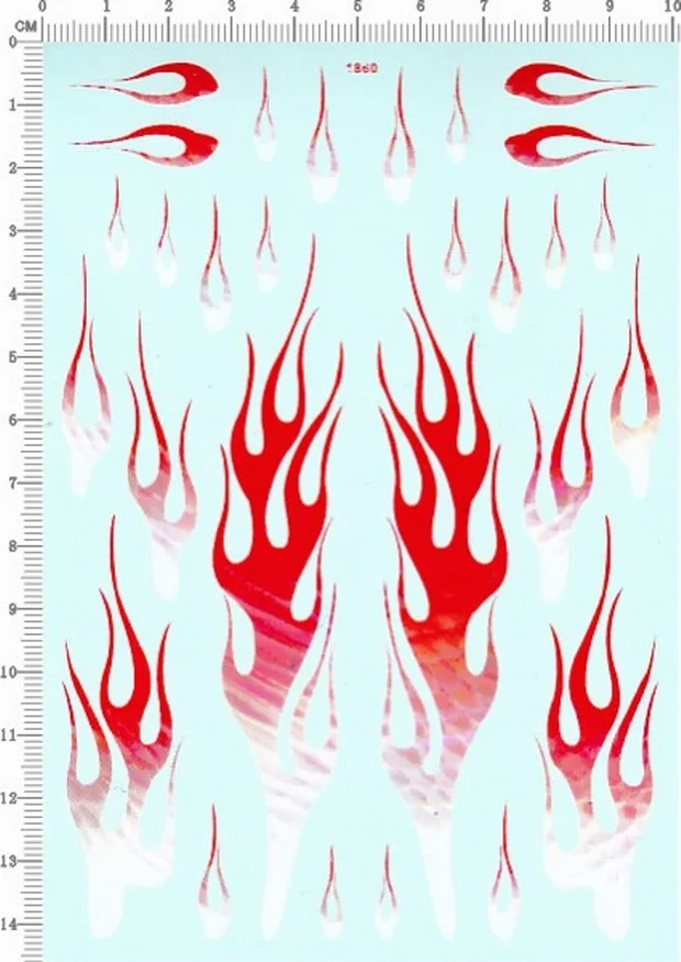 Detail Up Flame Markings different scale size Model Water Slide Decal Red M