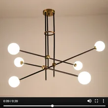 Lukloy pós moderno lustre ramo luz sala de estar salão ferro modo bola vidro popular moderna luminária pendente