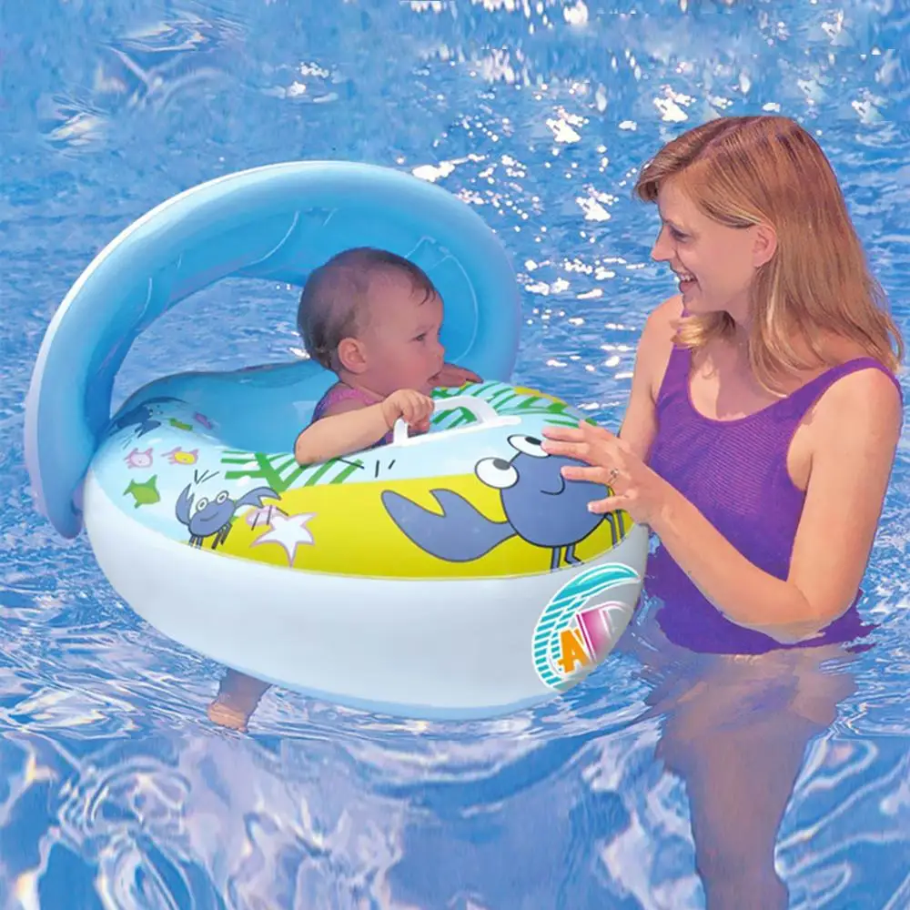 Inflatable Baby Swim Ring Toddler Float Kid Swimming Pool Water Seat with CANOPY