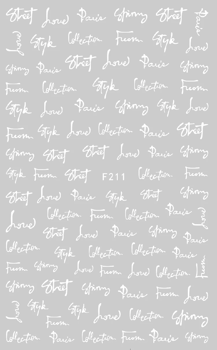1 Sheet 3D Unique Cursive Script English Letter Word Design Adhesive Nail Art Stickers Decorations DIY Salon Tips F211#