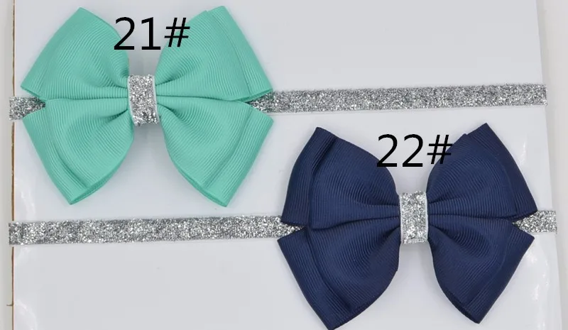 22 цвета бант для малышей цветок головная повязка Серебряная лента для волос ручной работы DIY аксессуары для волос для детей новорожденных малышей