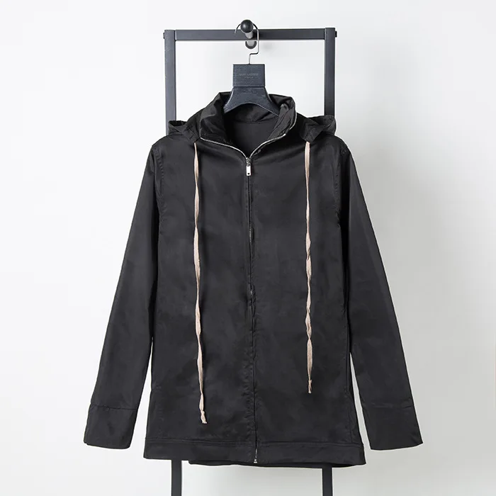 Осенняя и зимняя новая продукция темная серия специфическая композитная ткань с капюшоном свободная ветровка на молнии куртка