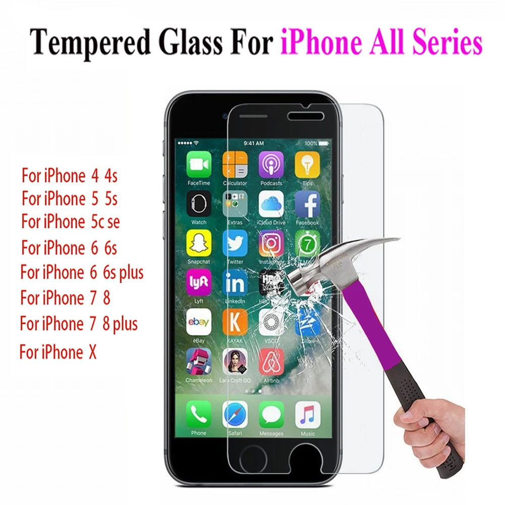 

Protective glass on the for iphone 5S screen protector on tempered glass if film case caver for iphone 5 6 S 7 8 X SE plus glass