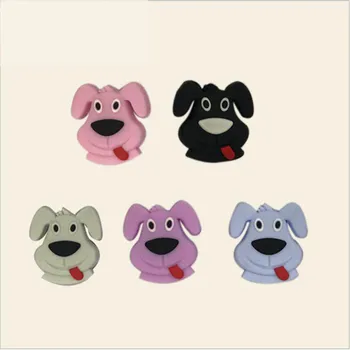 

5pcs Baby Teether Pug Dog Sticking Tongue Silicone Beads BPA Free Silicone Teether Teething Toys Nursing Gifts