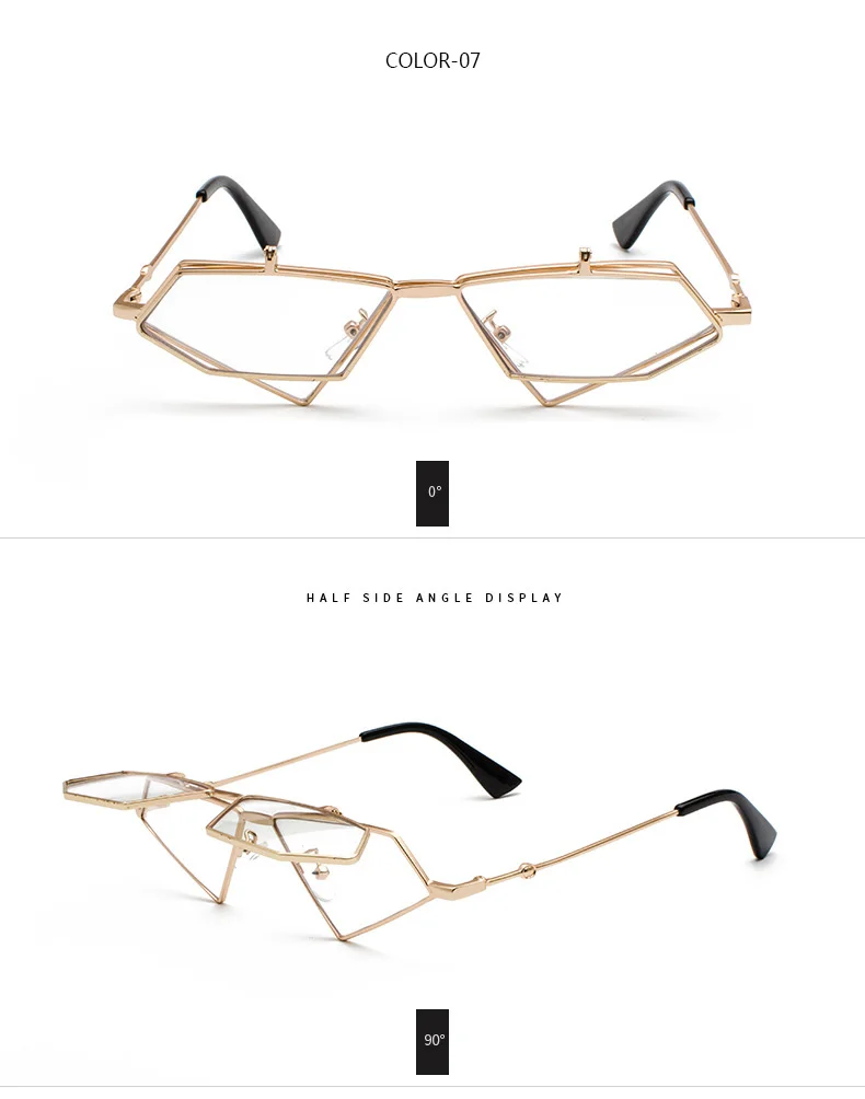 LEIDISEN Flip Up Steampunk Sunglasses Men Women Vintage Metal Frame Triangle Sunglass Female Brand Fashion Glasses UV400