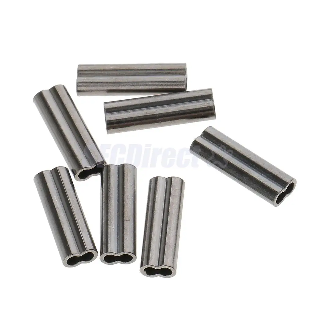 100pcs Double Barrel Copper Crimp Sleeves Fishing Crimps 1mm /1.2mm Bore