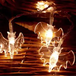 Хэллоуин светодио дный ное освещение украшение батарея работает 10/20 светодио дный фонари фея свет шнура 20 Bat PuLights Призрак Хэллоуин