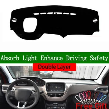 

Double Layer Car Stickers For Peugeot 3008 2013 2014 2015 2016 2017 2018 2019 Dashboard Cover Car Accessories Anti-UV Car Decals