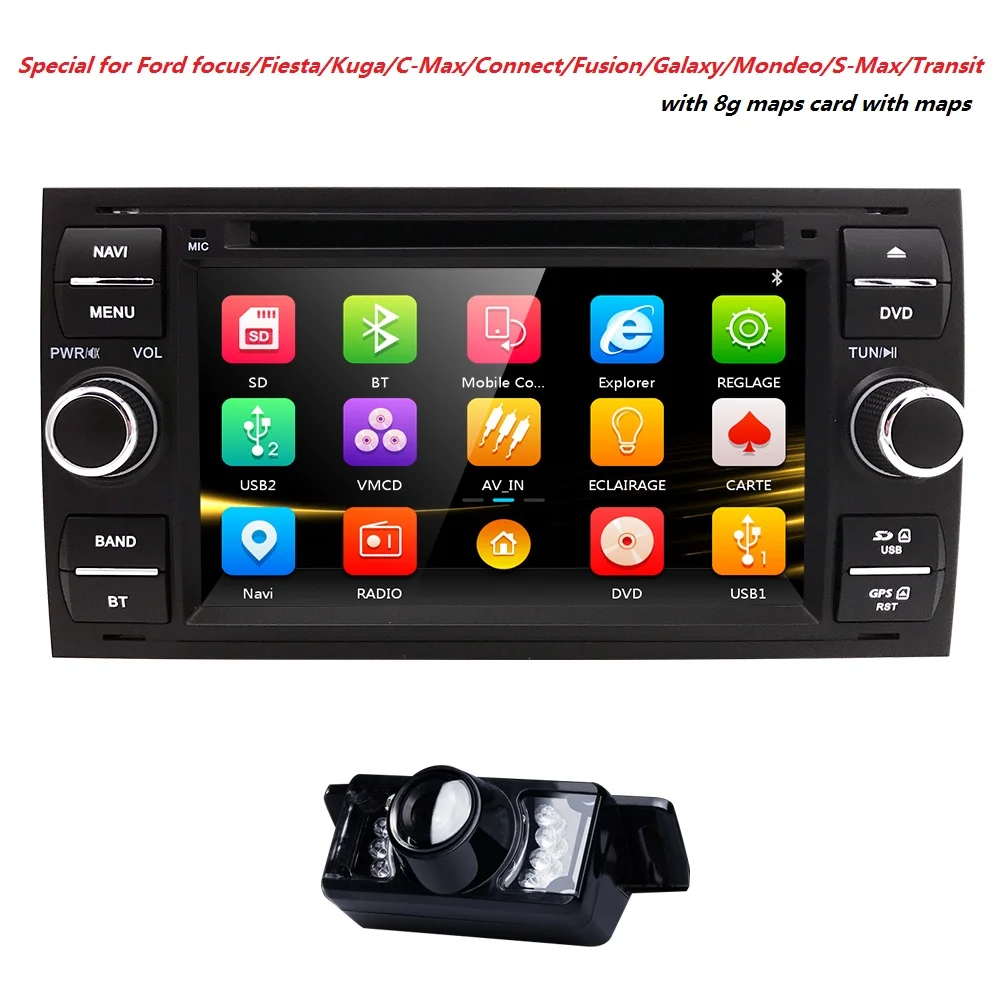 

Hizpo Car DVD Player 2 din GPS Radio For Ford Fiesta 2005 Focus 4 kug C-Max Mondeo Galaxy Fusion transit Connect Audio GPS BT3G