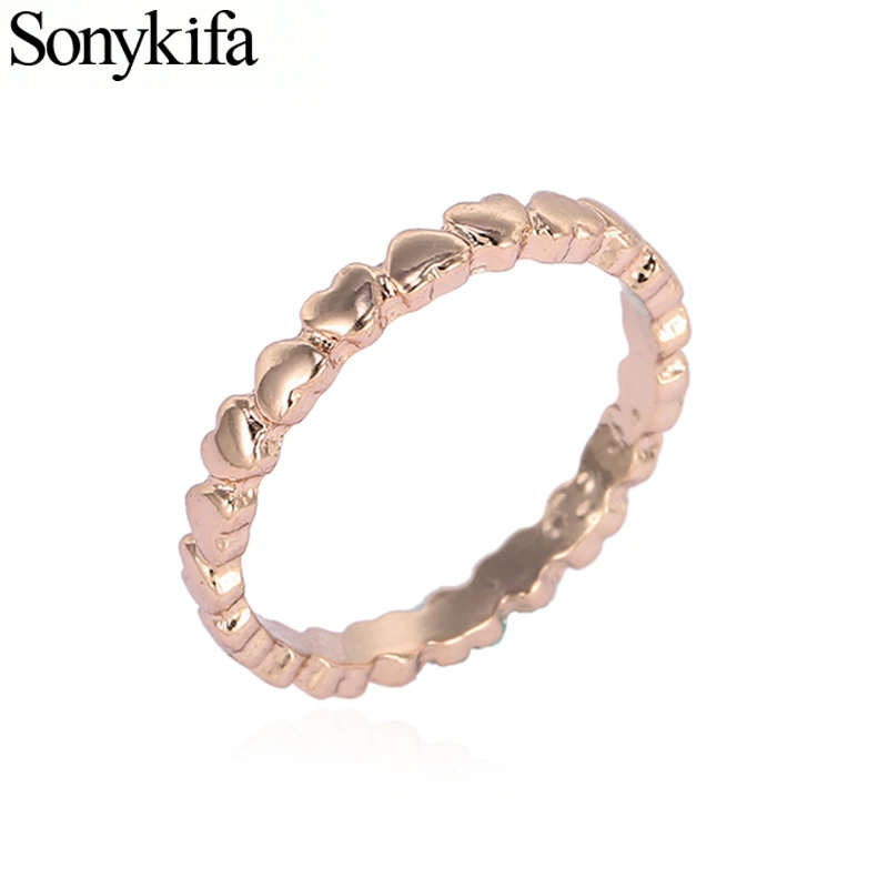 

Sonykifa Fashion Gift 3 Colors Pandoro Finger Ring Love Heart To Heart Ring For Women Wife Original Wedding Jewelry Dropshipping