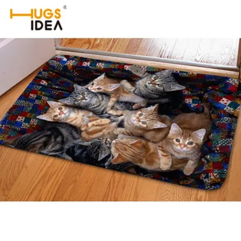 

HUGSIDEA Kawaii Pet Cat Dog Prints Entrance Doormat Home Carpets For Living Room Bathroom Kitchen Anti-slip Carpet &Rugs Tapis