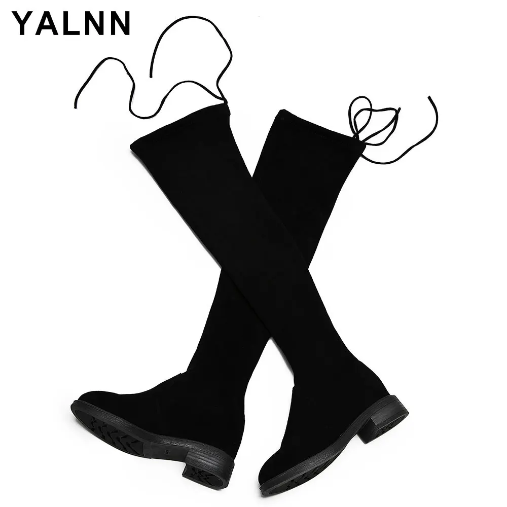 

YALNN 2019 Women Shoes Women Winter Boots Over Knee Boots All Match Sexy Womens Black Thigh High Boots Shoes Plus Size 34-43
