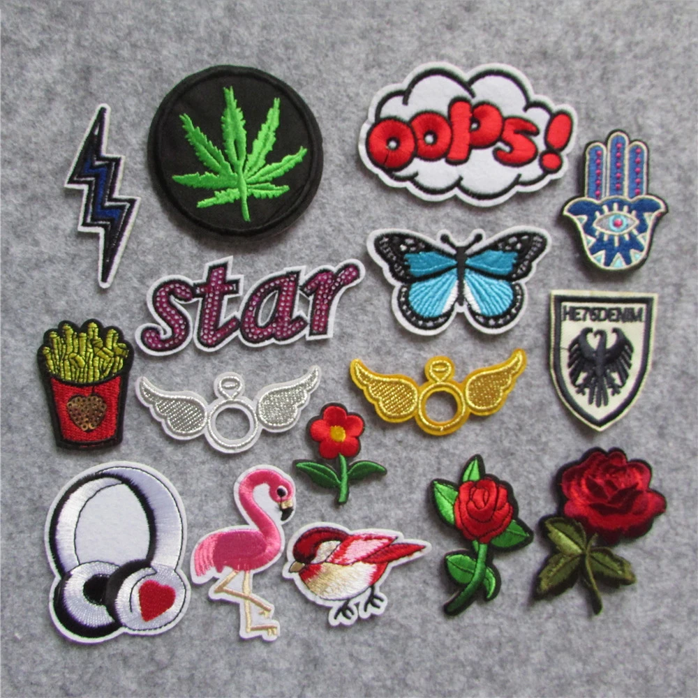 DIY bird flower Patch Kids Iron On Cartoon Patches For Clothes Stickers ...