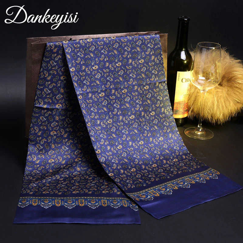 DANKEYISI Silk Neck Scarf Men Scarf Male Long Cotton Man Basic Scarf Women Bufandas Bandana Neckerchief Business Casual Scarfs mens head wrap bandana