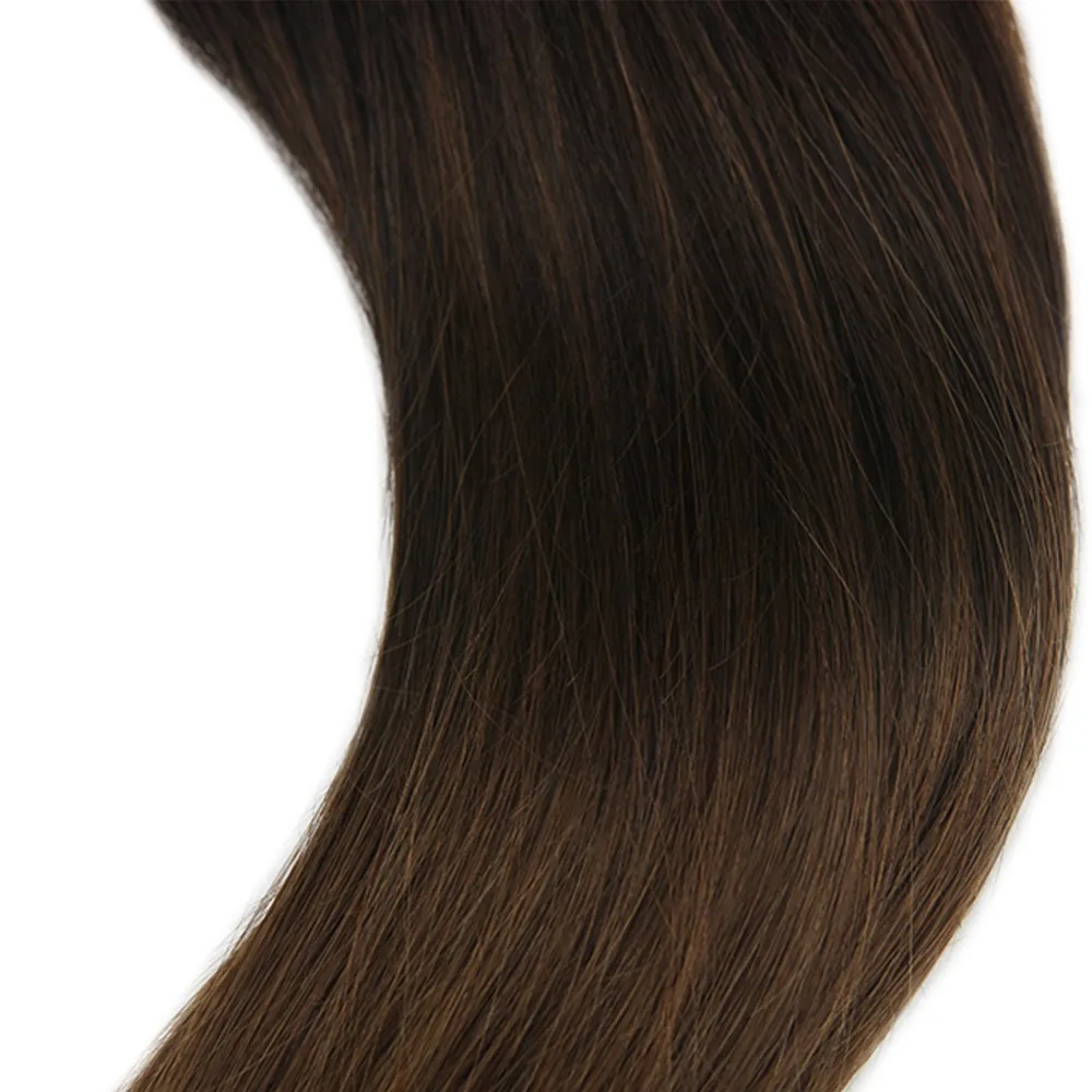 Полный блеск индивидуальный заказ 80 шт. г 200 г цвет # 1B выцветания до #4 Ombre расширения 100% Remy ленты в наращивание волос