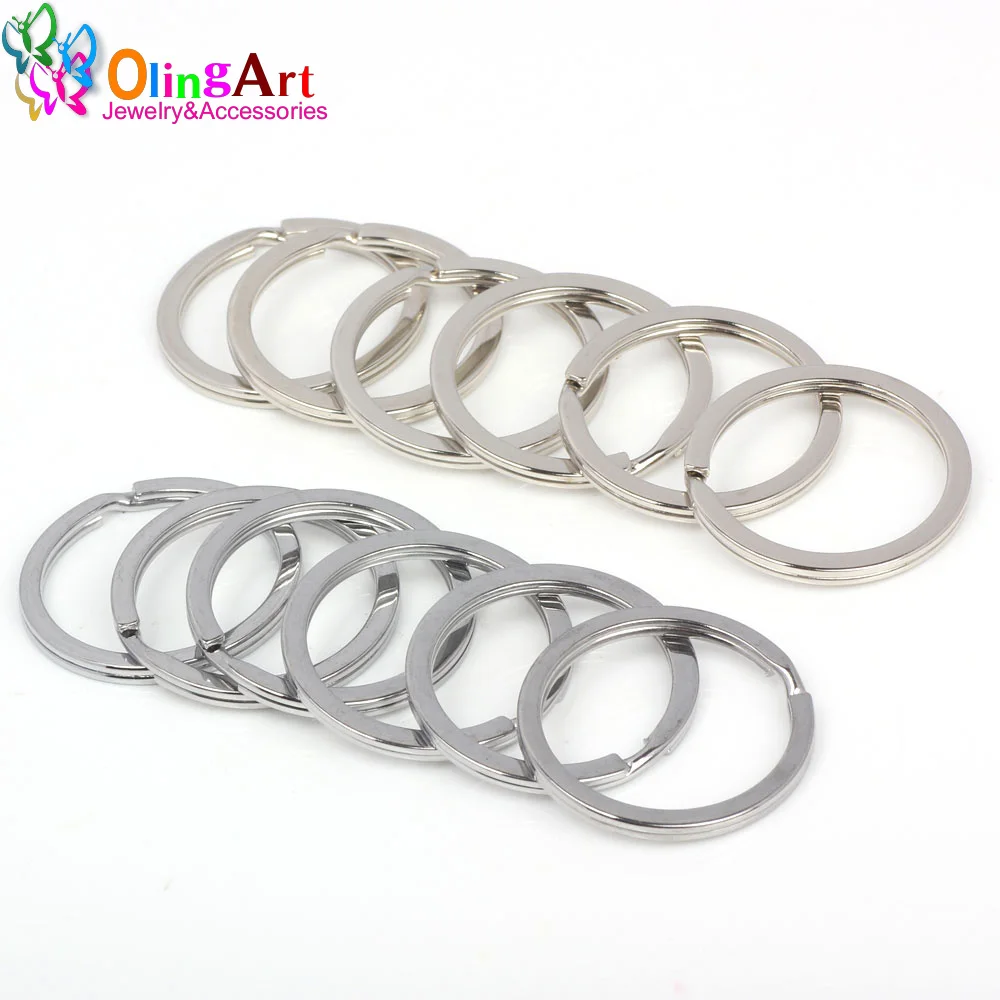 

OlingArt 30mm 12Pcs/lot Leather clasps silver-color High Quality Key chain Jewelry Findings NEW