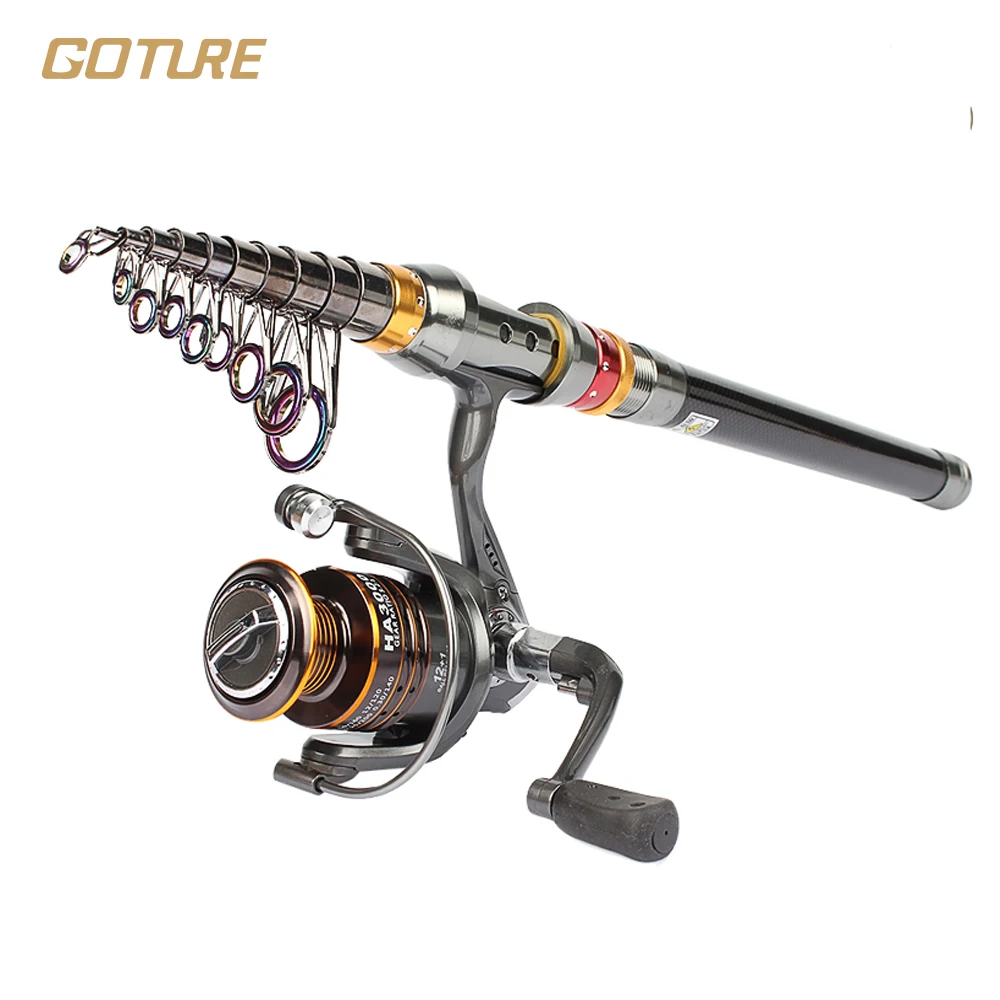 ФОТО Goture Spinning Rod Reels Combo Spinning Fishing Pole Freshwater Saltwater Fixed Spool Coil 12+1BB Left/right Metal Body 5.2:1