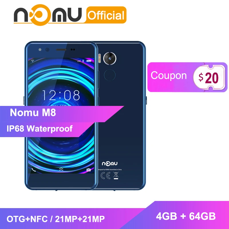 Nomu M8 IP68 водонепроницаемый смартфон 4 Гб + 64 OTG NFC мобильный телефон MTK6750T