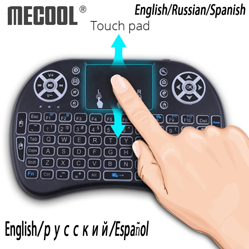

i8 Russian Spanish English 2.4GHZ mini backlight gaming Wireless Keyboard Backlit Touch Pad air mouse for Laptops Smart tv box A
