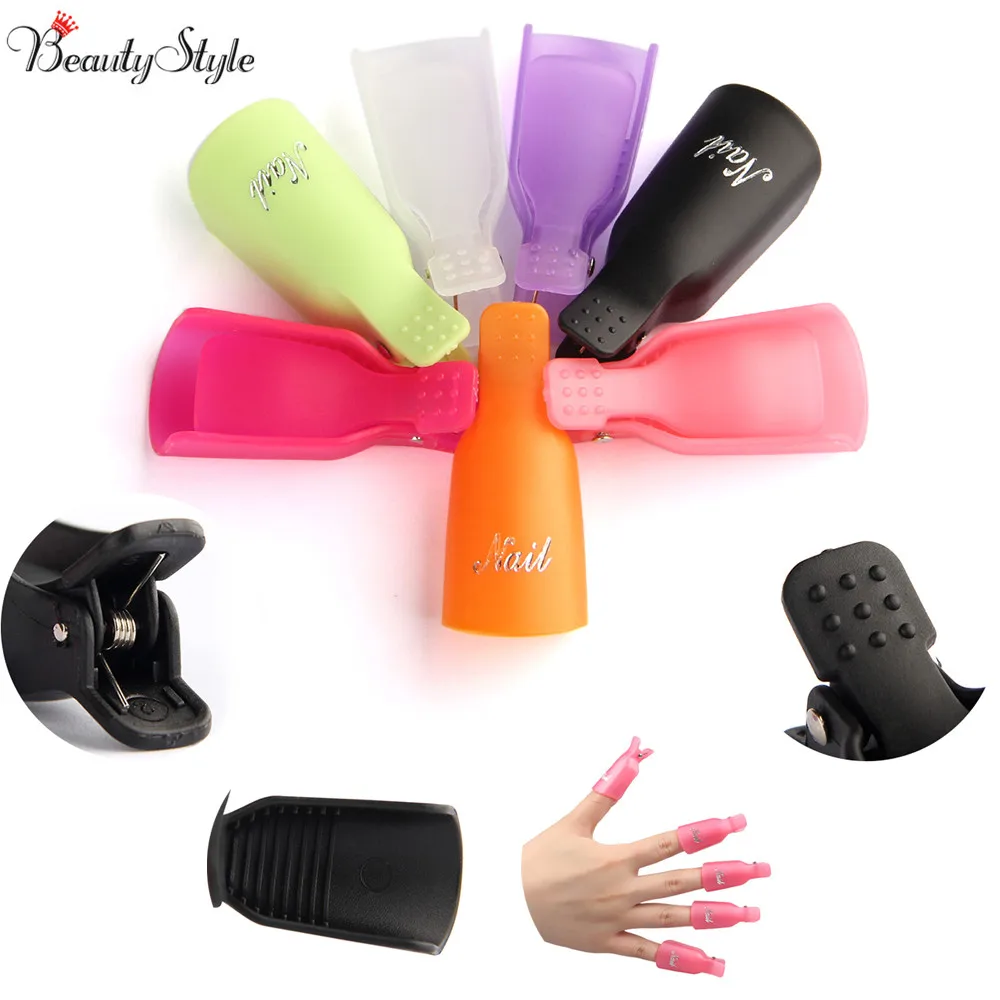 10pcs/Lot Plastic Nail Art Soak Off Caps Clip UV Gel Nail Polish