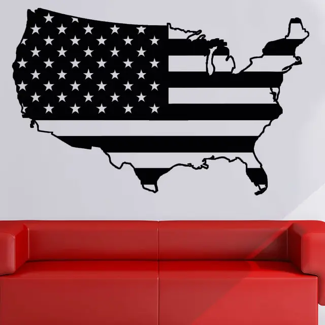 modern design usa flag wall sticker map living room sofa background home decor vinyl personalized colors