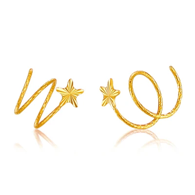 18k Pure Gold Stud Earring Exquisite Elegant Women Jewelry Rose Yellow White Star Miss Girl Gift For Birthday Hot Sale Good New 