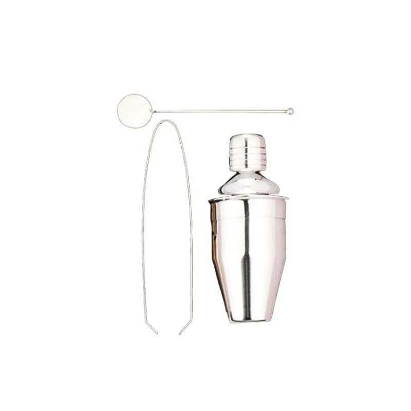 

Stainless Steel Cocktailshaker Mixer Bar Tool Set with 3 Pieces 250ml Cocktail Shaker+ Ice Tong+Stirrer Drinking Party Bar Tools