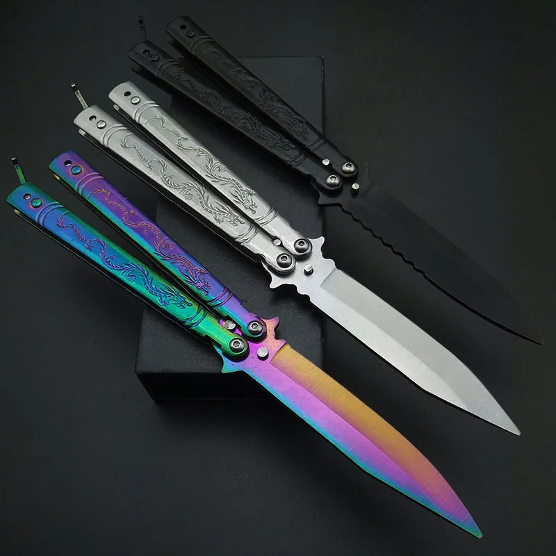 Buy CS GO Karambit folding Knife Butterfly Gift game knife For Party dull blade no edge tool practice butterfly in knife NEW Toy