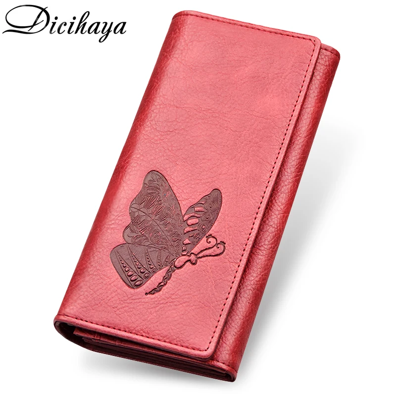 DICIHAYA جلد طبيعي النساء محفظة طويلة محفظة فراشة النقش محافظ الإناث بطاقة أصحاب Carteira الأنثوية الهاتف حقيبة DICIHAYA جلد طبيعي النساء محفظة طويلة محفظة فراشة النقش محافظ الإناث بطاقة أصحاب Carteira الأنثوية الهاتف حقيبة