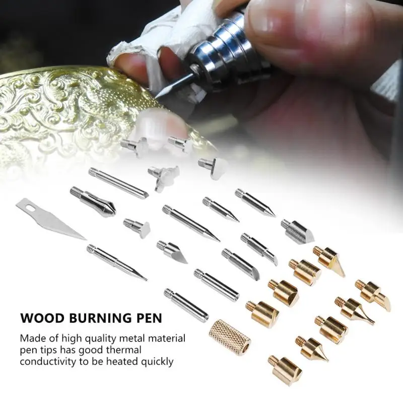 

28pcs/set Wood Burning Pen Tips Pyrography Machine Soldering Iron Tip Set Pyrography Craft Tool Kit Cutting Blade Accessory